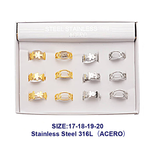 Stainless Steel Flower & Oval Ring