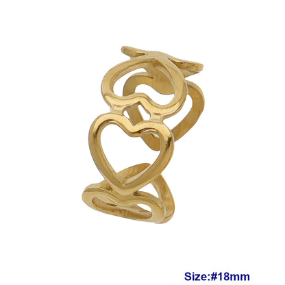 Stainless Steel Heart Row Ring