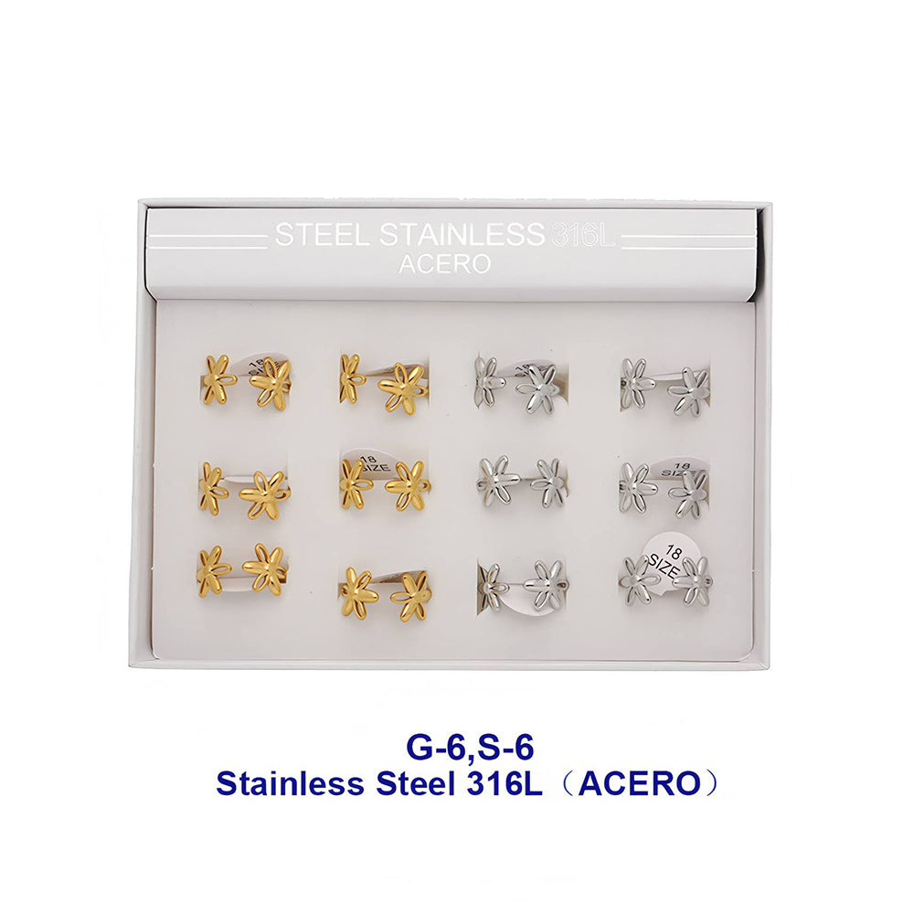 Stainless Steel Open Flower Ring