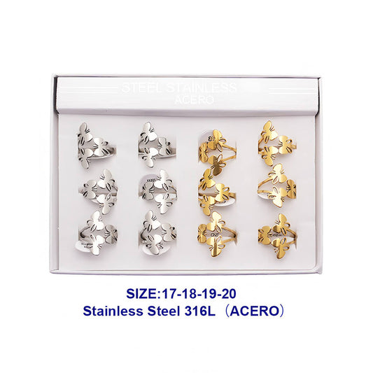 Stainless Steel Butterfly Trio Ring