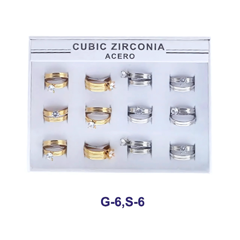 TR385 - Stainless Steel CZ Diamond Grooved Ring