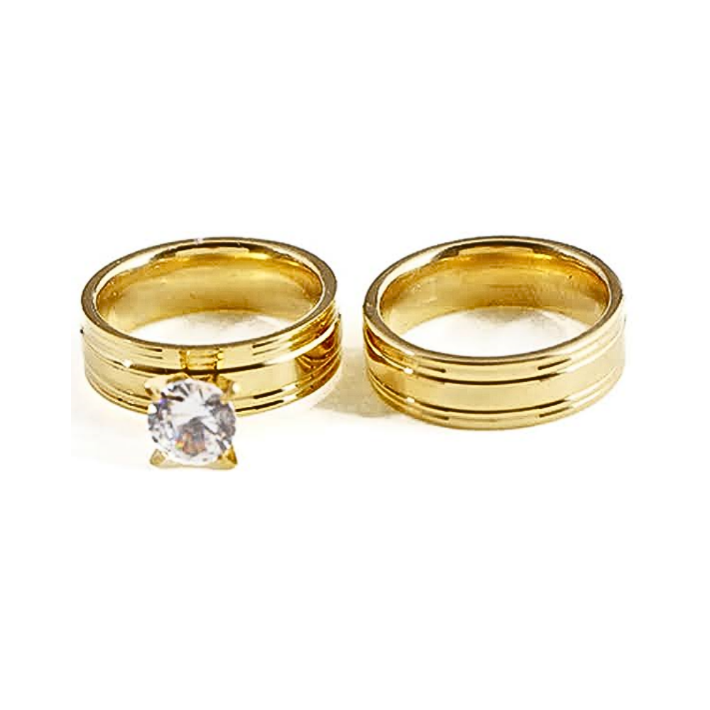 TR386 - Stainless Steel CZ Ring Set