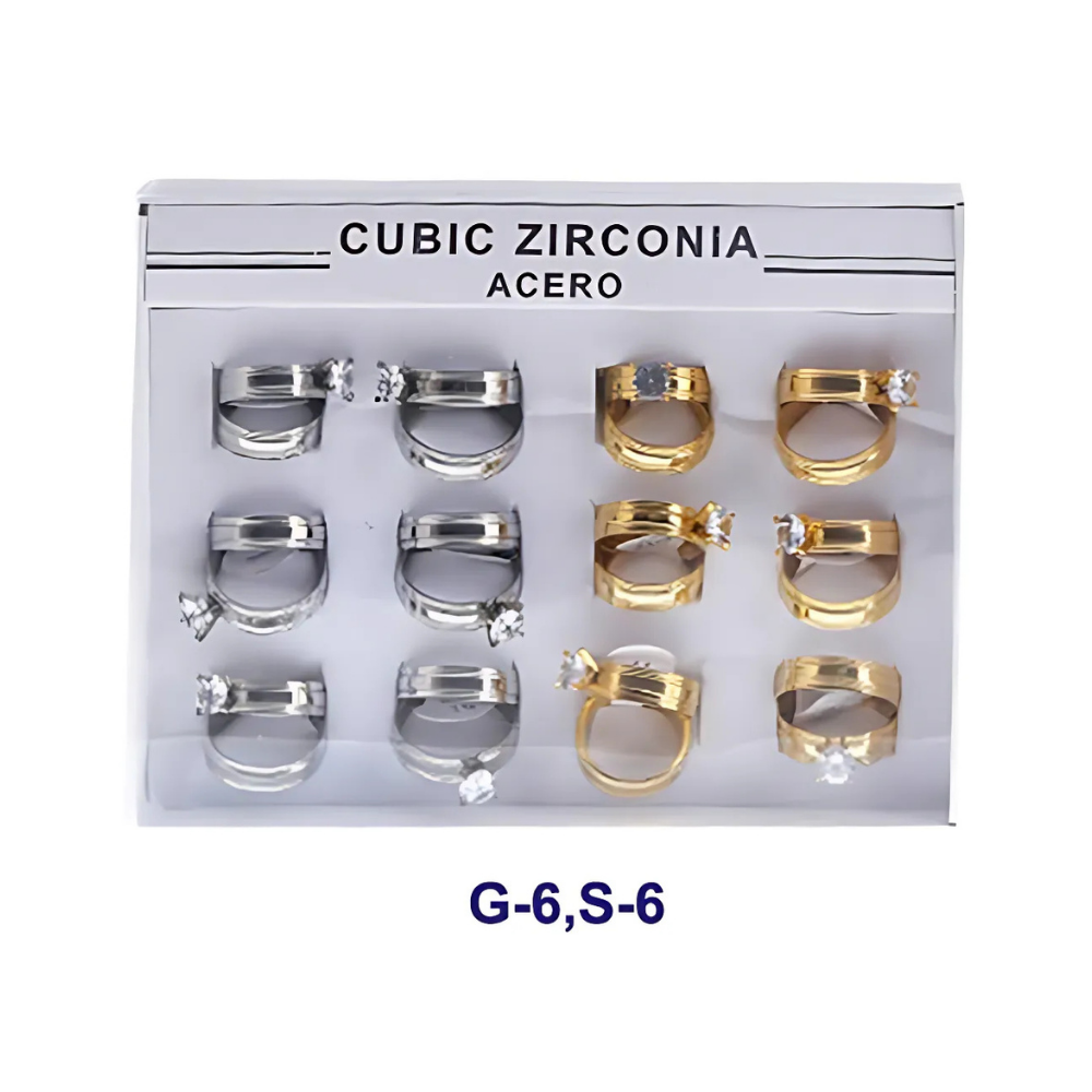 TR386 - Stainless Steel CZ Ring Set