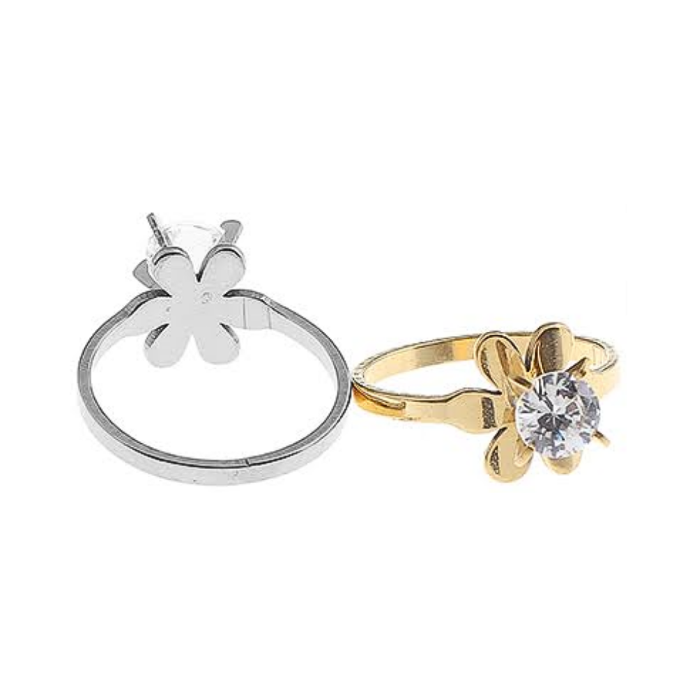 TR407 - Stainless Steel Flower Diamond Ring