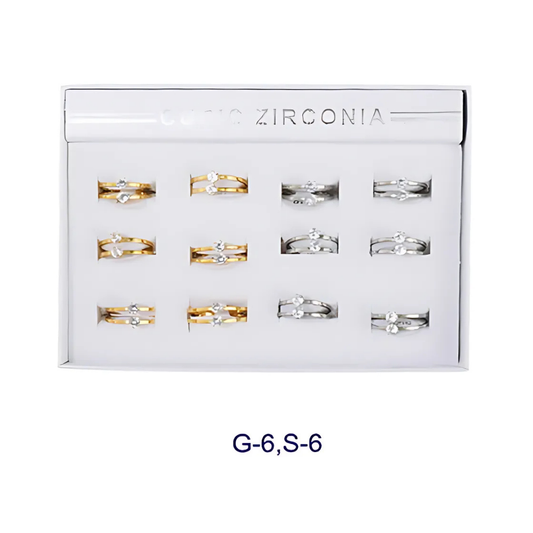 TR1297 - Stainless Steel Double Diamond Ring
