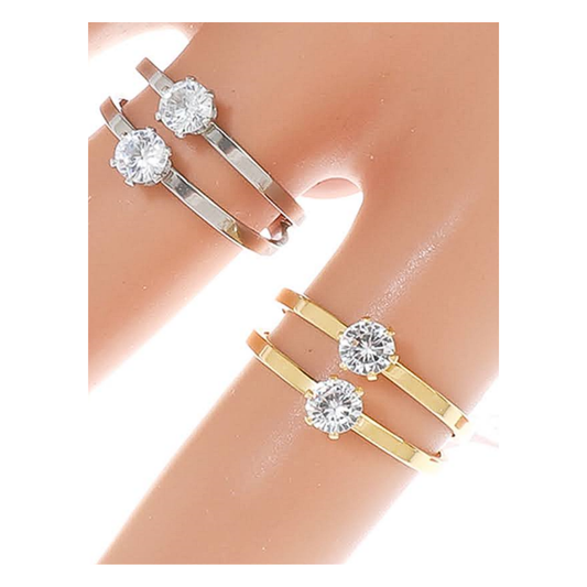 TR1297 - Stainless Steel Double Diamond Ring