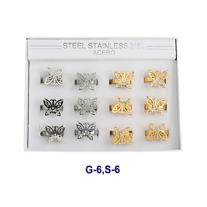 TR1471 - Stainless Steel Pavé Butterfly Ring