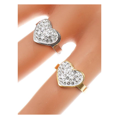 TR1531 - Stainless Steel Pavé Heart Ring