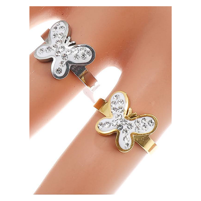 TR1532 - Stainless Steel Pavé Butterfly Ring