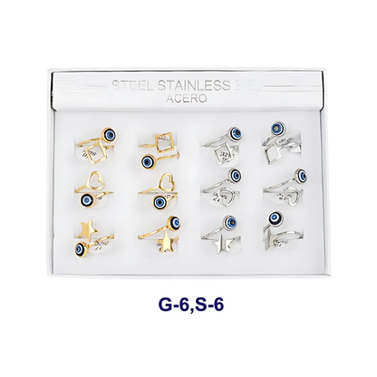 TR1536-1 - Stainless Steel Evil Eye Twist Ring