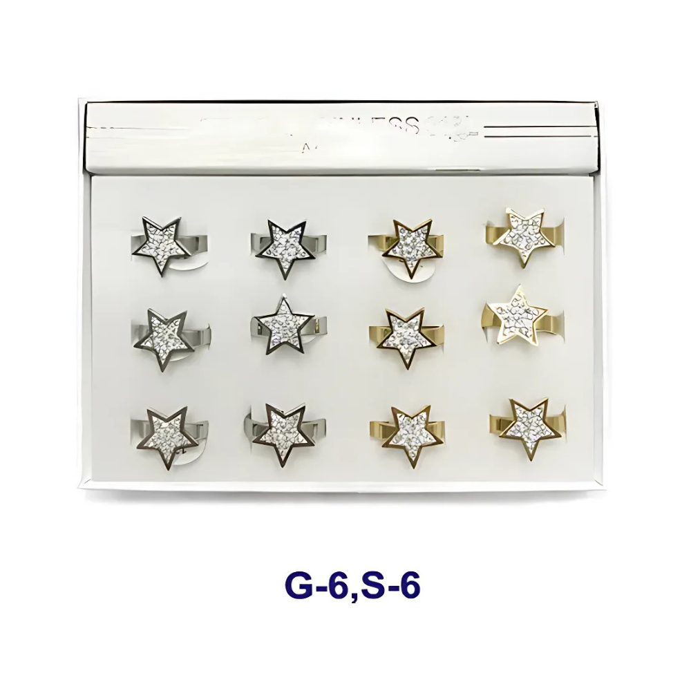 TR1603 - Stainless Steel Pavé Star Ring