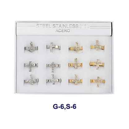 TR1616 - Stainless Steel Pavé Cross Ring