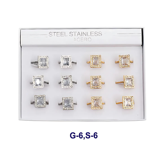 TR1621 - Stainless Steel Princess Cut Diamond Ring