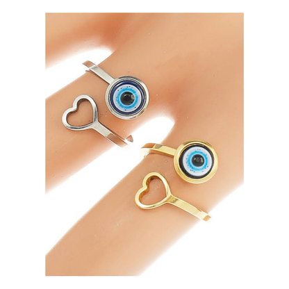 TR1650 - Stainless Steel Evil Eye Ring