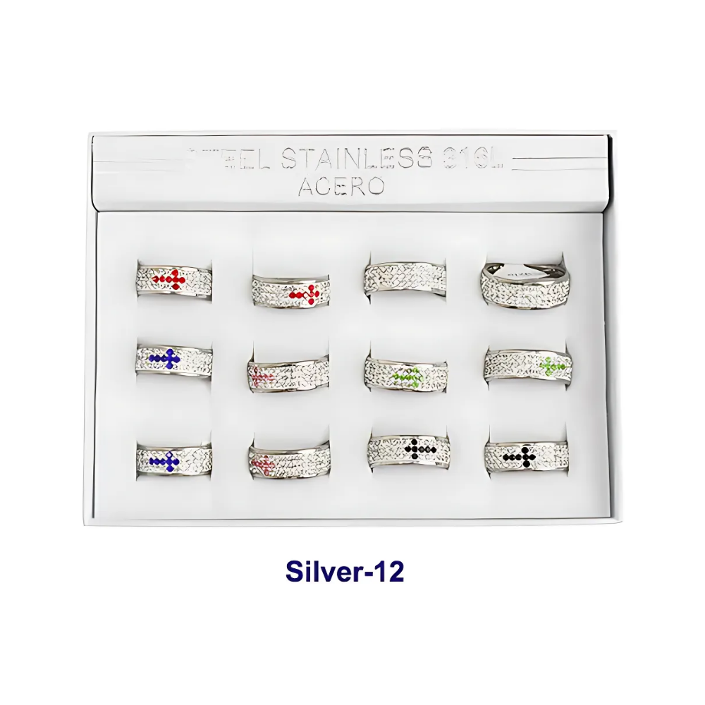 TR1654 - Stainless Steel Pavé Cross Ring