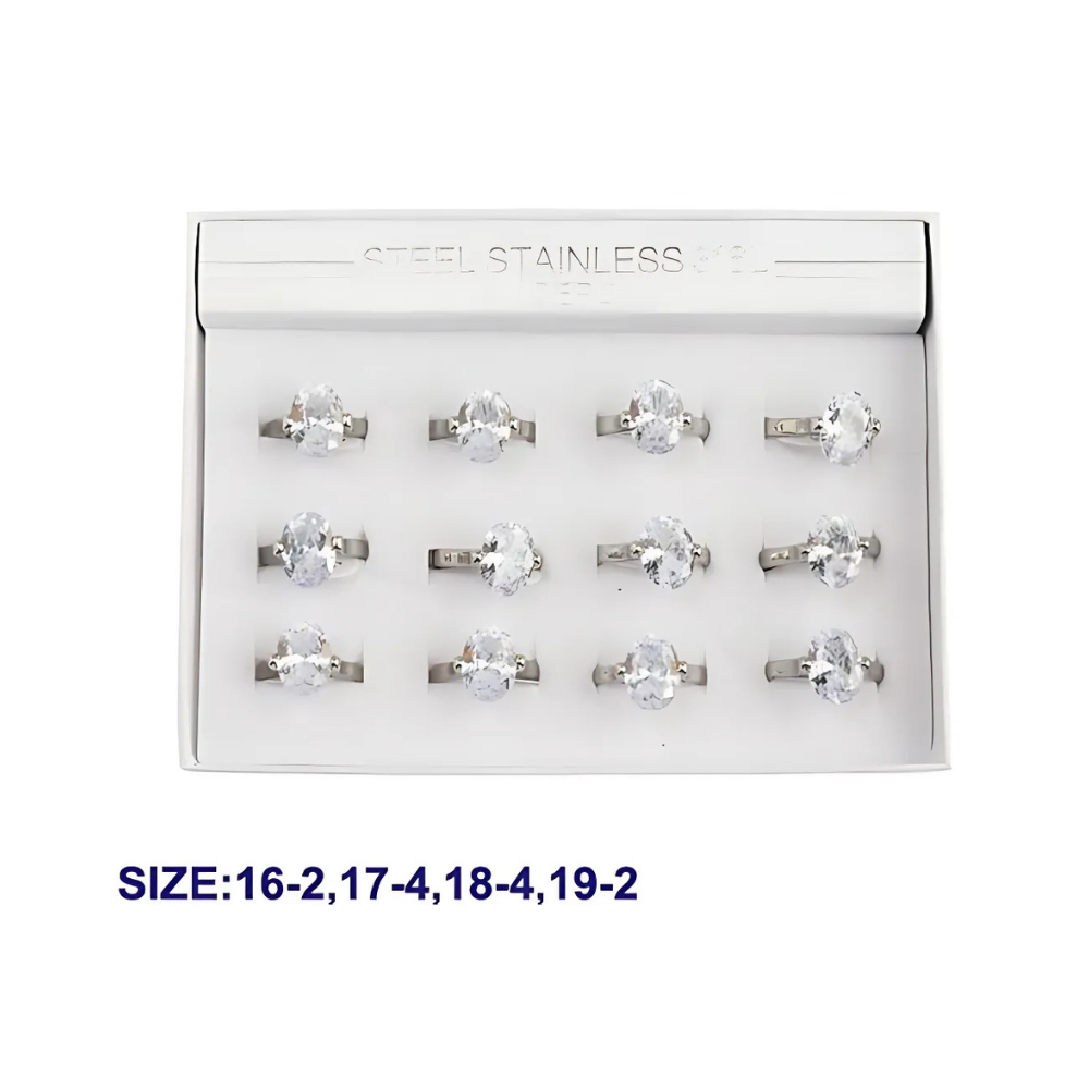 TR1666S - Stainless Steel Diamond Ring