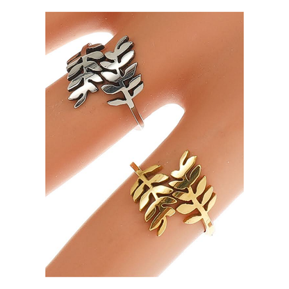 TR1673 - Stainless Steel Leaf Ring