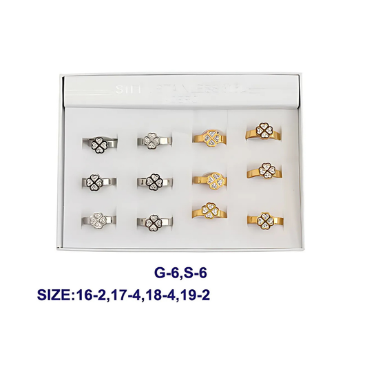 TR1688 - Stainless Steel Diamond Clover Ring