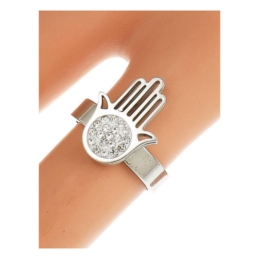 TR1715S - Stainless Steel Hamsa Hand Ring