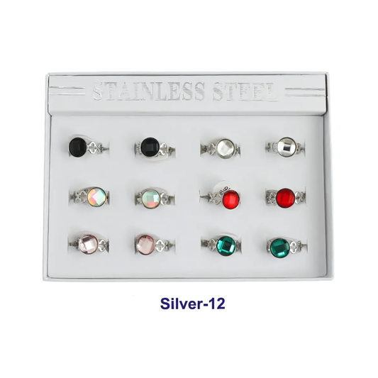 TR1735 - Stainless Steel Gemstone Ring