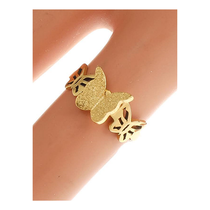 TR1746 - Stainless Steel Gold Butterfly Ring