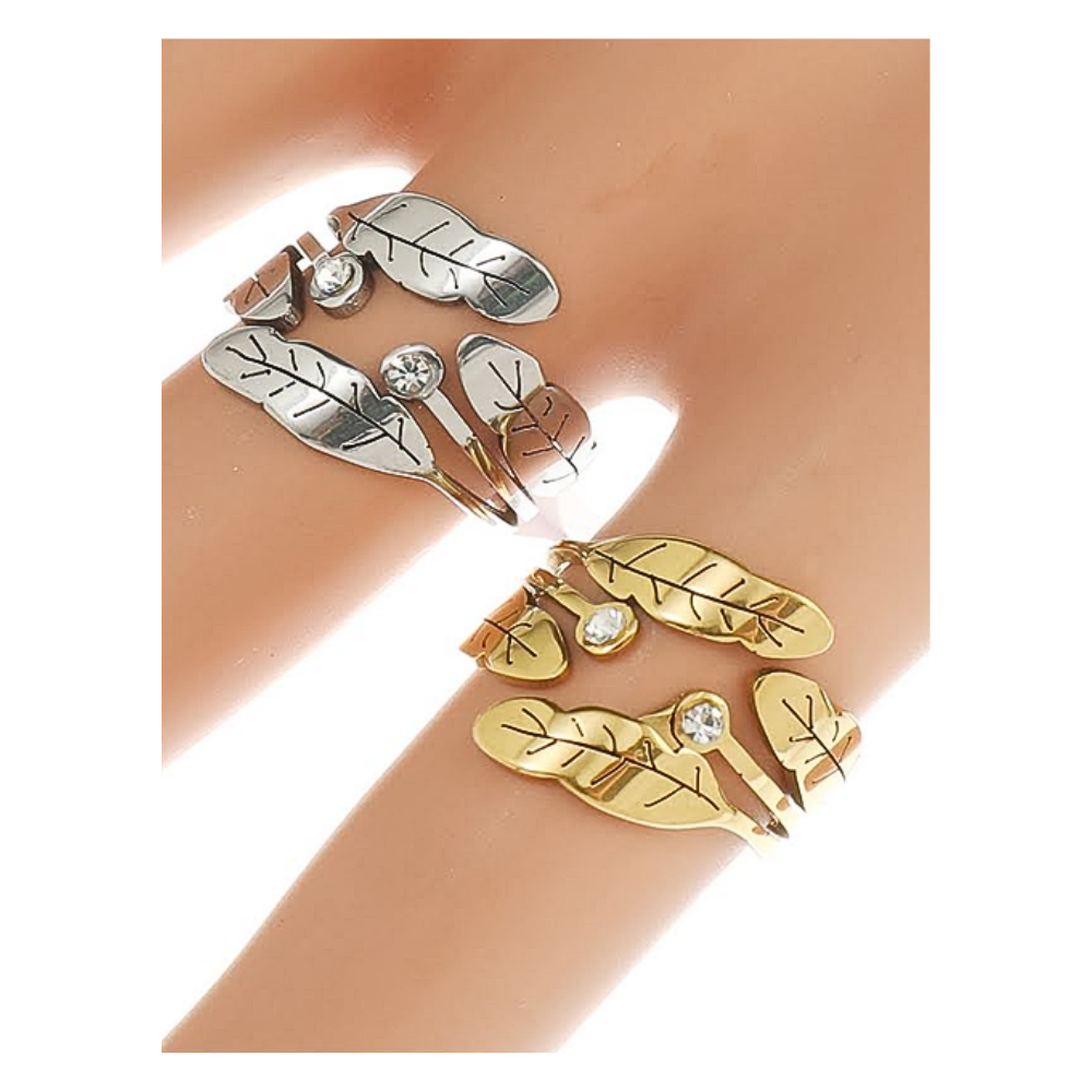 TR1751 - Stainless Steel Leaf Ring