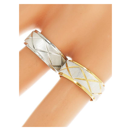 TR1774 - Stainless Steel Quilted Ring