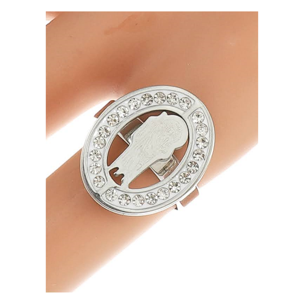 TR1818S - Stainless Steel Lady Of Guadalupe Ring