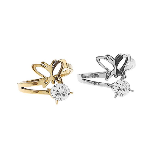 TR404 - Stainless Steel Butterfly Diamond Ring