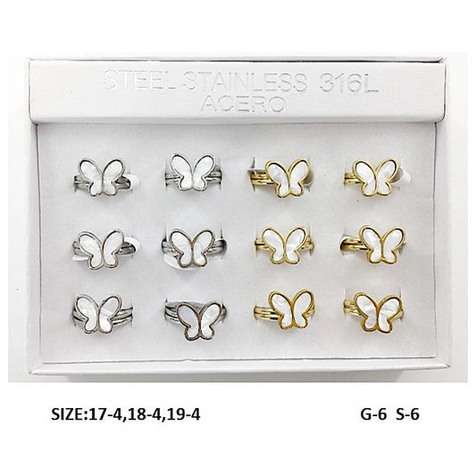 TR5030 - Stainless Steel Butterfly Shell Ring