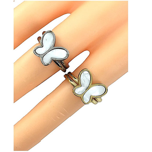 TR5030 - Stainless Steel Butterfly Shell Ring