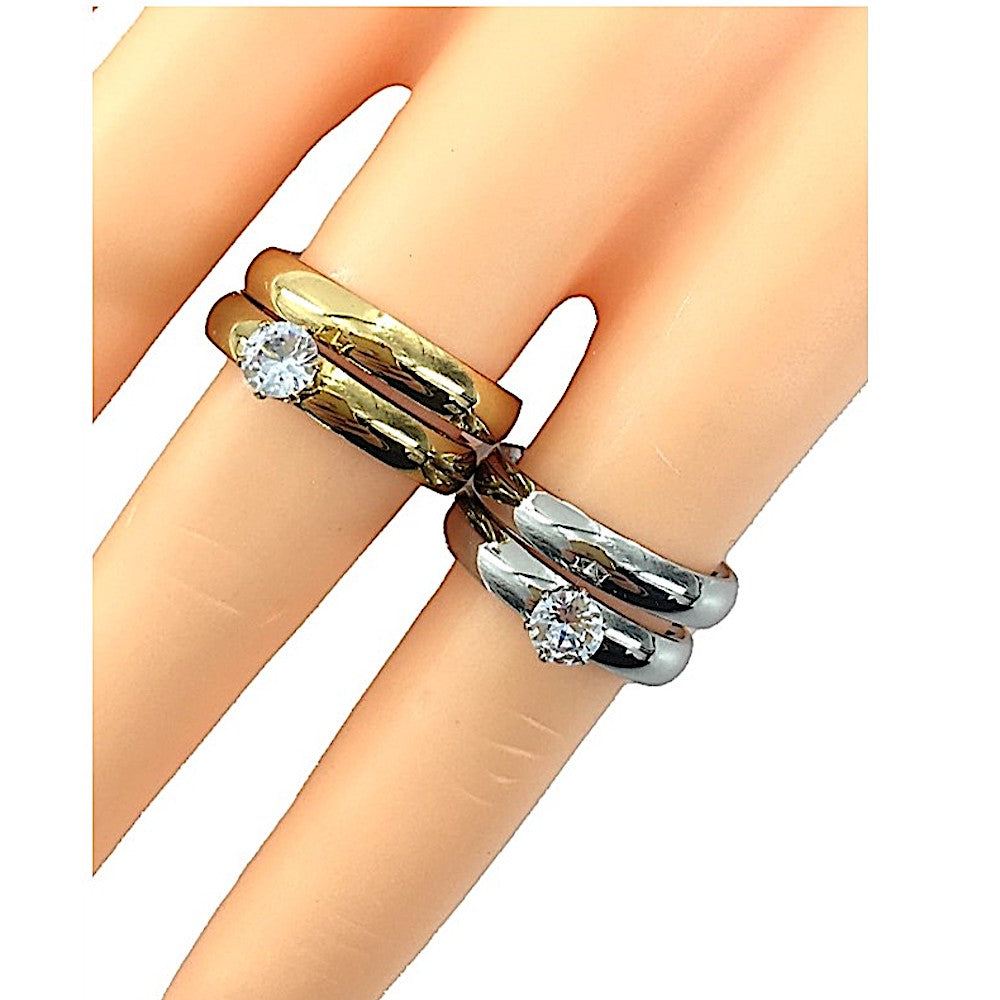 Stainless Steel Diamond Ring