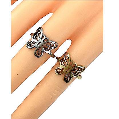 TR5041 - Stainless Steel Filigree Butterfly Ring