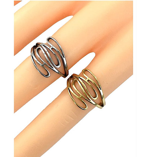 TR5042 - Stainless Steel Abstract Ring