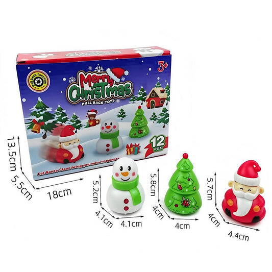 12 PCS Christmas Characters Pullback Car Toy