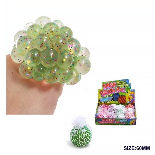 12 PCS Glitter Mesh Squeeze Ball