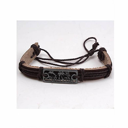 YB043 - Pura Vida Adjustable Leather Bracelet