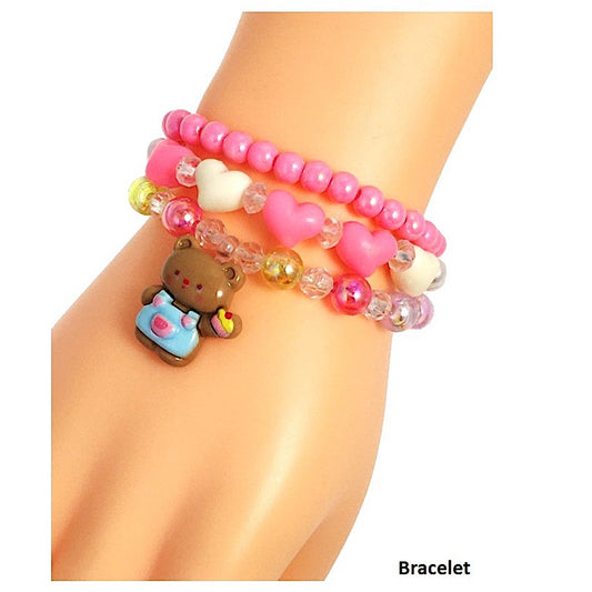 Teddy Bear Charm Bead Stretch Bracelet Set