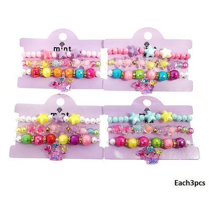 Crown Charm Bead Stretch Bracelet Set