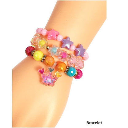 Crown Charm Bead Stretch Bracelet Set