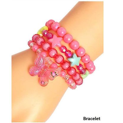 Butterfly Charm Bead Stretch Bracelet Set