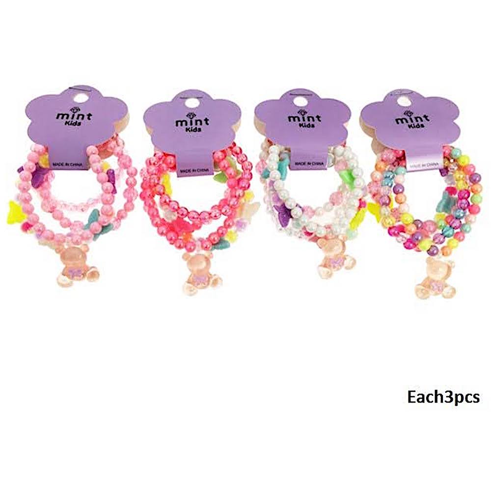 Teddy Bear Charm Bead Stretch Bracelet Set