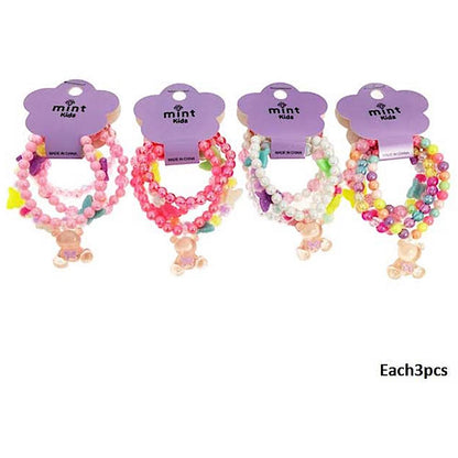 Teddy Bear Charm Bead Stretch Bracelet Set