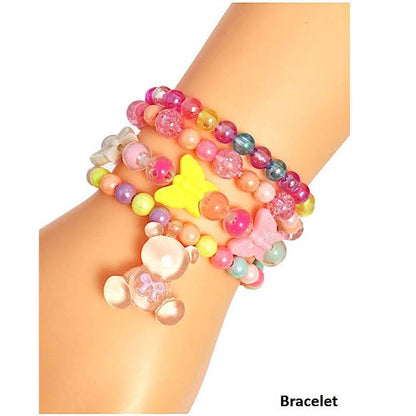 Teddy Bear Charm Bead Stretch Bracelet Set