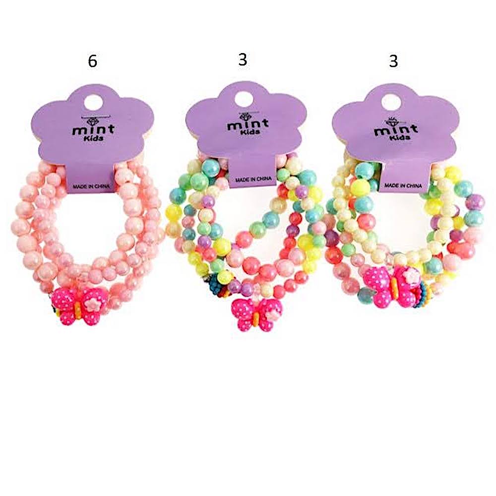Butterfly Charm Bead Stretch Bracelet Set