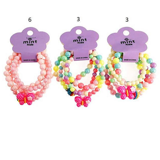 Butterfly Charm Bead Stretch Bracelet Set
