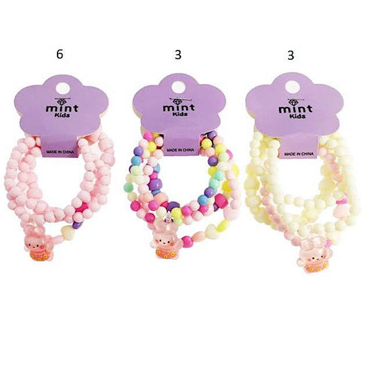 Bunny Charm Bead Stretch Bracelet Set