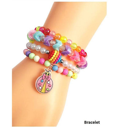 Ladybug Charm Bead Stretch Bracelet Set