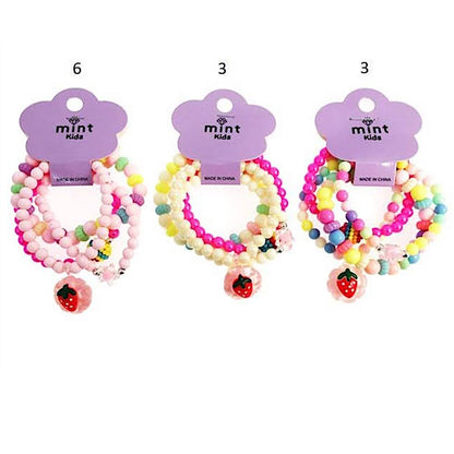 Strawberry Charm Bead Stretch Bracelet Set