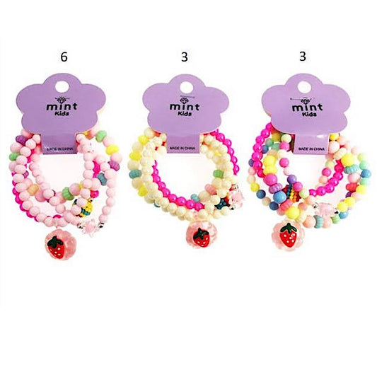 Strawberry Charm Bead Stretch Bracelet Set